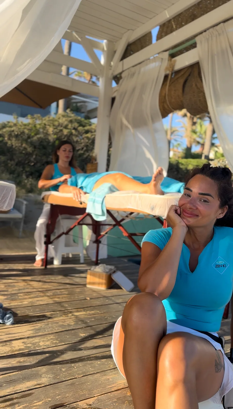 Relaxing treatment area at Nikki Beach, Marbella
