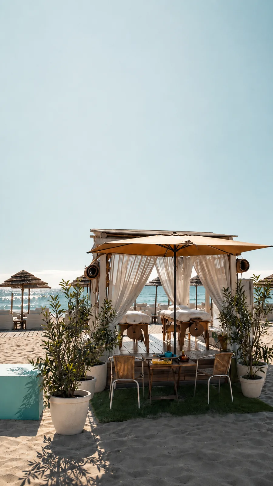Massage and wellness atmosphere at Nikki Beach, Marbella
